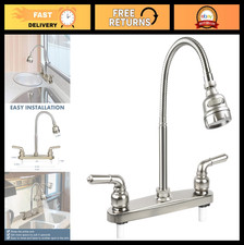 RV Kitchen Faucet - 360  Swivel Sprayer, Non-Metallic, 8" 2-Hole for Campers  T