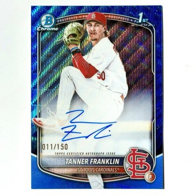 TANNER FRANKLIN 2025 Bowman Draft Chrome 1st Blue Wave Auto /150 #CPA-TF