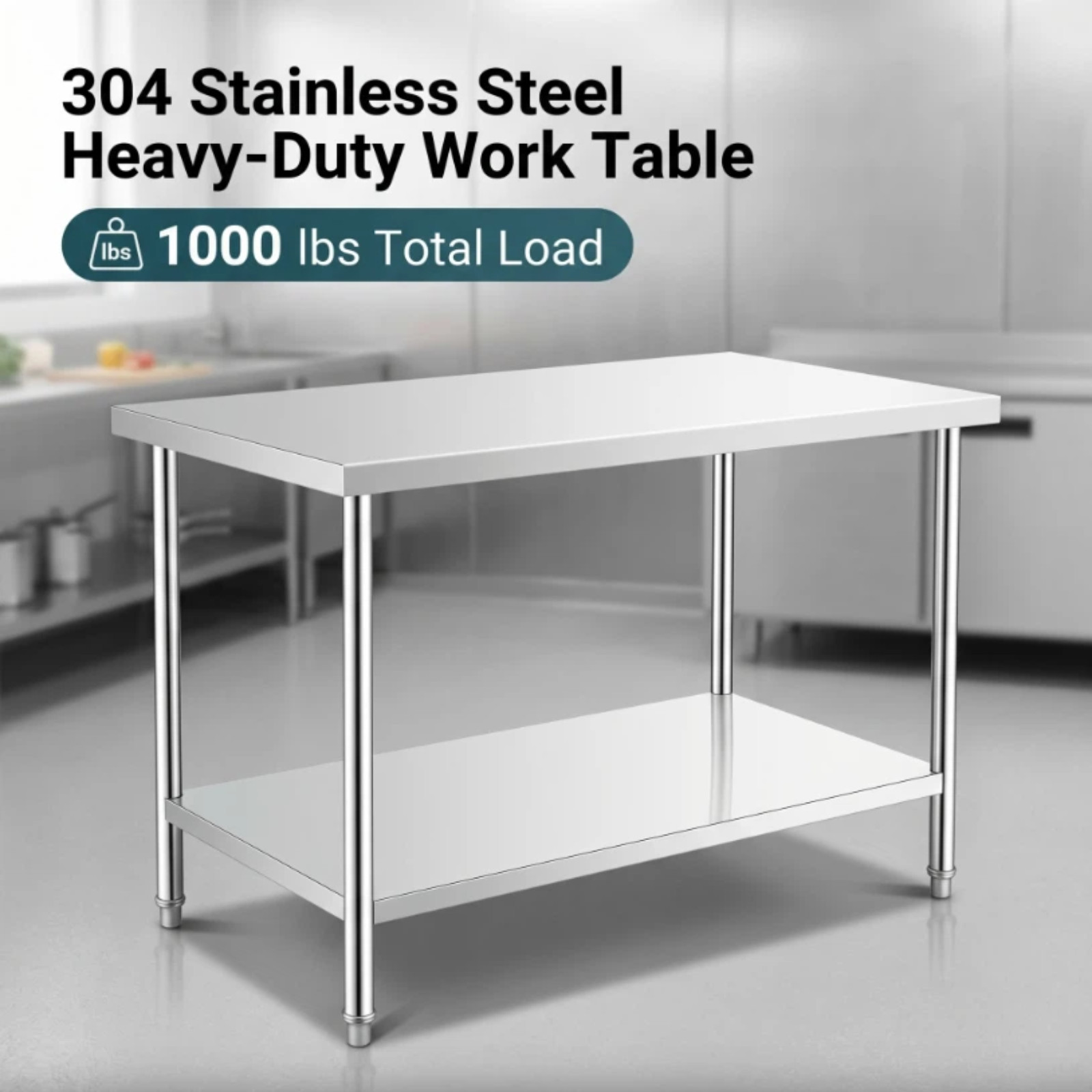 48"x30" Stainless Steel Commercial Prep Table Heavy Duty Kitchen Work Table NEW