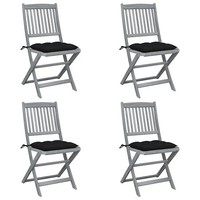 Klappbare GartenstüHle 4Er Set Massivholz Akazie Mit Sitzkissen