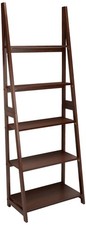 Amazon Basics 5-Tier Ladder Bookshelf Organizer, Solid Rubberwood Walnut 14x24.8