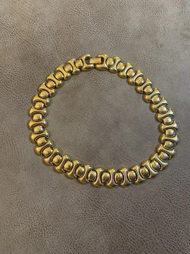 Vintage Gold Tone Link Necklace/ Choker Retro Bold Heavy Links Costume Jewelry