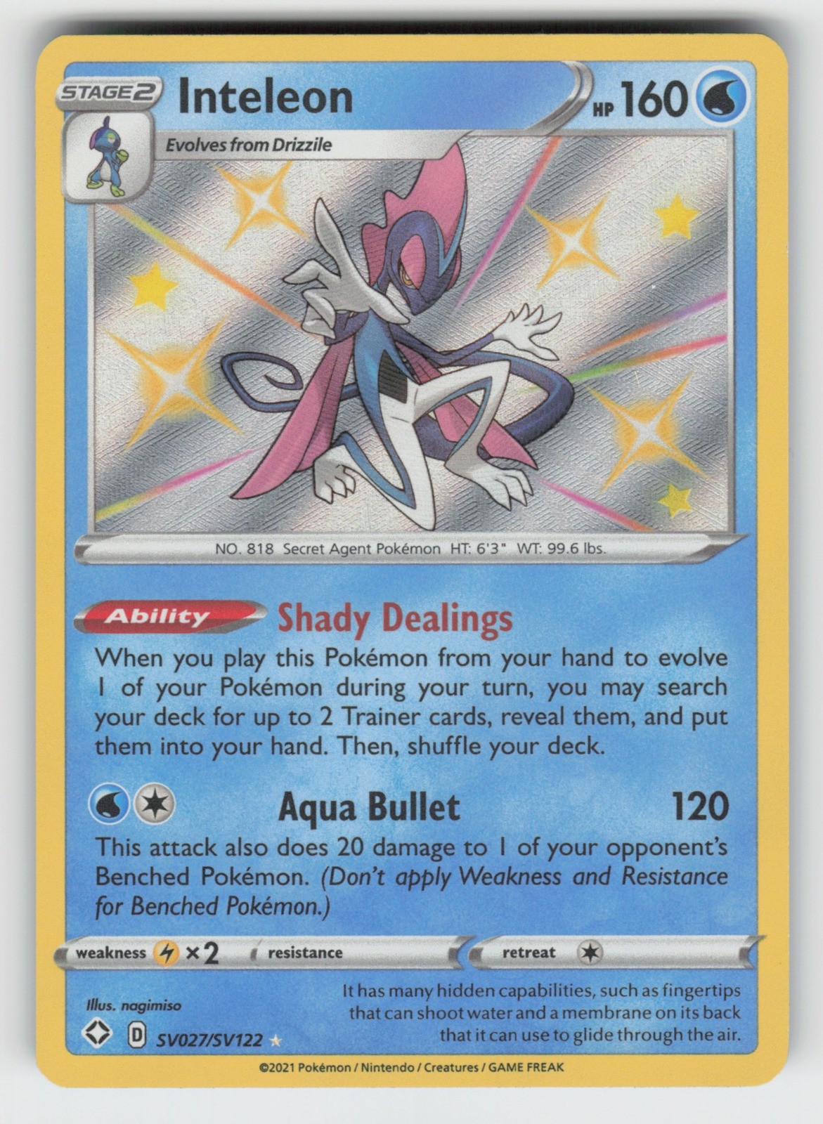 Inteleon SV027/SV122 NM Holo SHFSV Shining Fates: Shiny Vault TPO01
