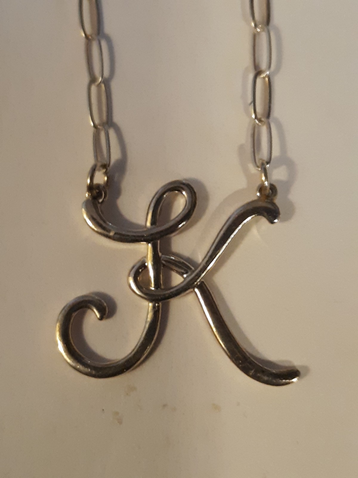 Silver necklace " K" Initial. - image 2