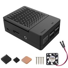 Raspberry Pi 3 B Case with Cooling Fan and Heatsink - ABS Case with Simple Remo
