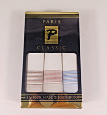 Paris Classic Set of 3 Men's Handkerchiefs New White