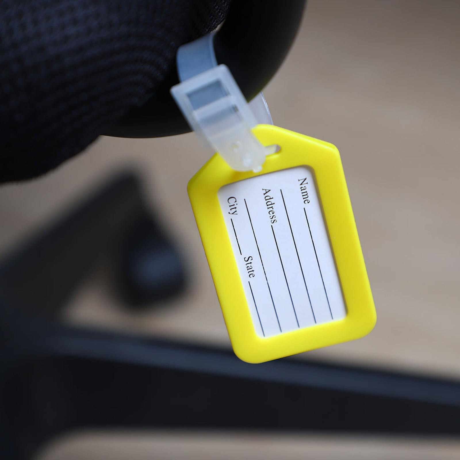 Yellow White Rectangle Shape Plastic Bag ID Name Label Luggage Tag 20 Pcs