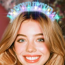 Light Up Birthday Headband LED Blue Happy Birthday Crown Glow Birthdays Hair ...
