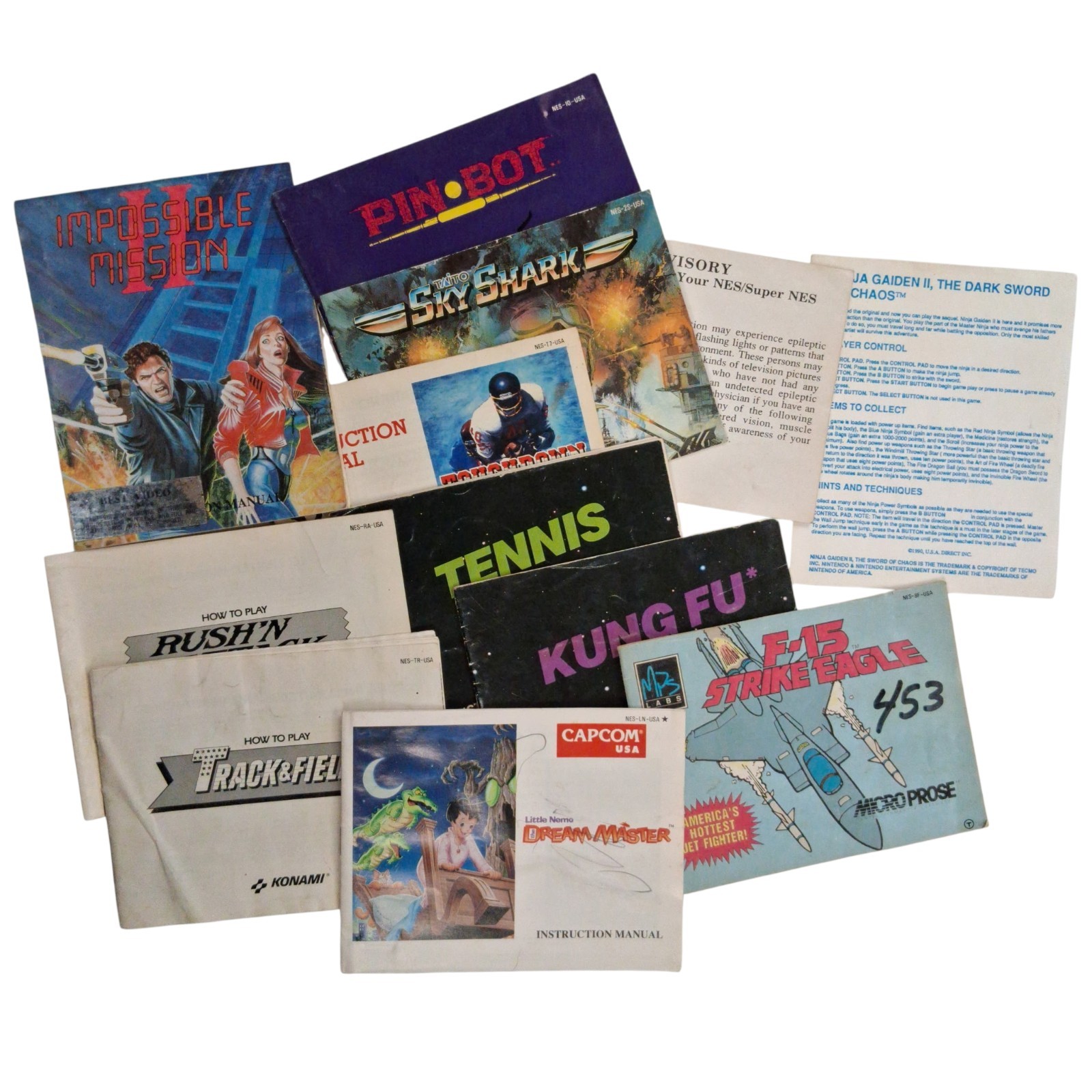 Nintendo NES Instruction Manual Lot Of Ten -- Fair Condition --