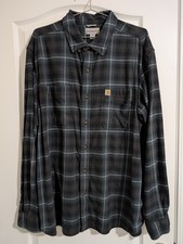 Carhartt Men's XL Relaxed Fit Button Up Shirt Long Sleeve Plaid Gray Brown Black
