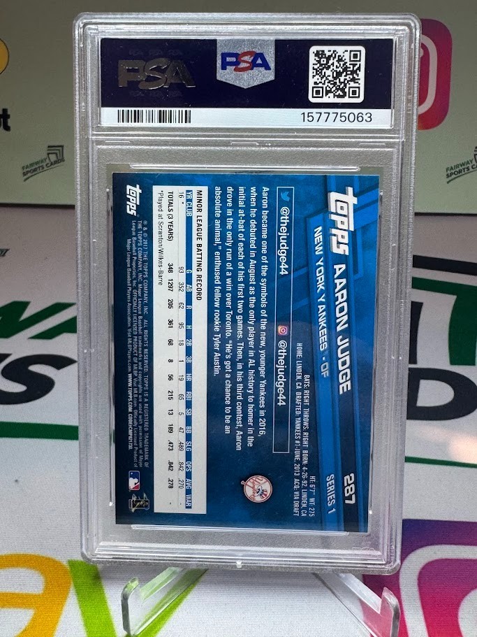 2017 Topps Aaron Judge Rookie RC #287 PSA 9 - New York Yankees view 2