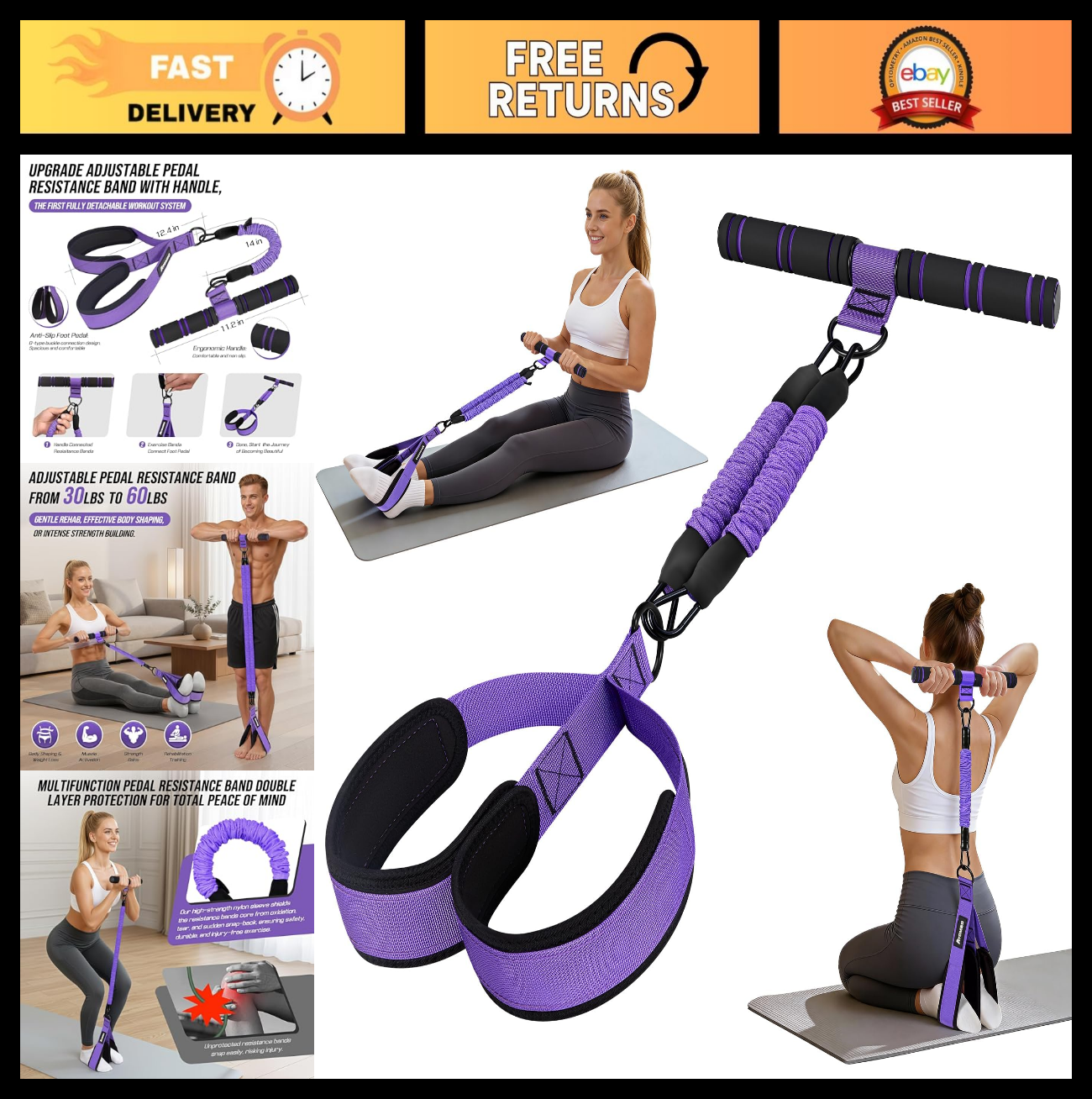 Adjustable Resistance Bands with Handles Full Body