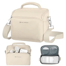 Beige Small Camera Sling Bag, Crossbody Case for DSLR, SLR, Compact Cameras