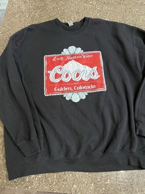 Gildan Black Crewneck Sweatshirt with Red Coors Graphic Size 2X Beer Cozy Trendy