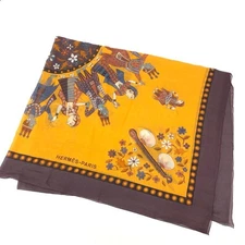 HERMES 100% COTTON PALEO STOLE ORANGE 504532