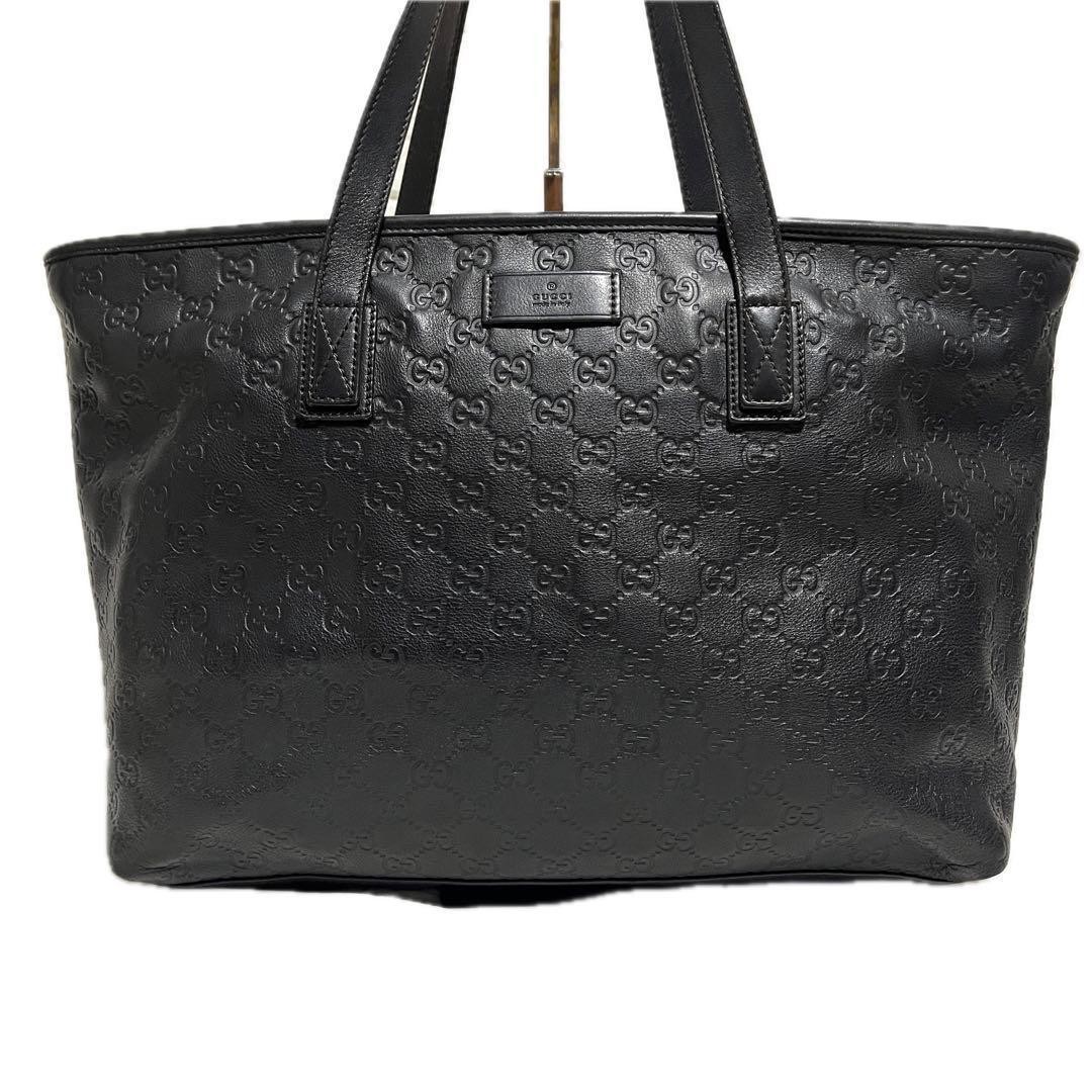 GUCCI Leather Shima Tote Bag Black Authentic Women's Fashion thumbnail 3