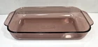 Vintage Pyrex Cranberry 232-R 2 Qt Glass Baking Dish Casserole 11" x 7"