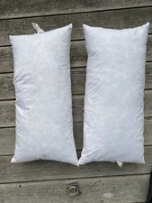 Pair of 100 Duck Filled Down Pillow Inserts 13 x 26 inches. Rectangular, Lumbar