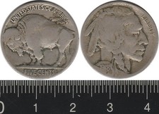USA: 1918S Five Cents Buffalo Nickel 5c copper-nickel F cat US$90 = A$140