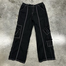 Urban Outfitters BDG Black Stitching Y2K Baggy Cargo Pants Medium Multi Pockets