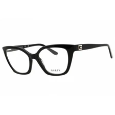 Guess Women's Eyeglasses Shiny Black Acetate Cat Eye Full Rim Frame GU50111 001