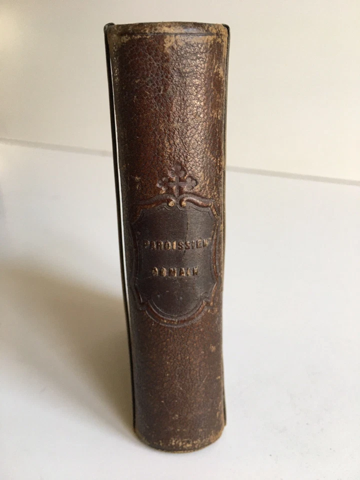 PAROISSIEN ROMAIN reliure cuir au fer N°74 Latin Francais Mame 1874 à fermoir - Photo 2/4