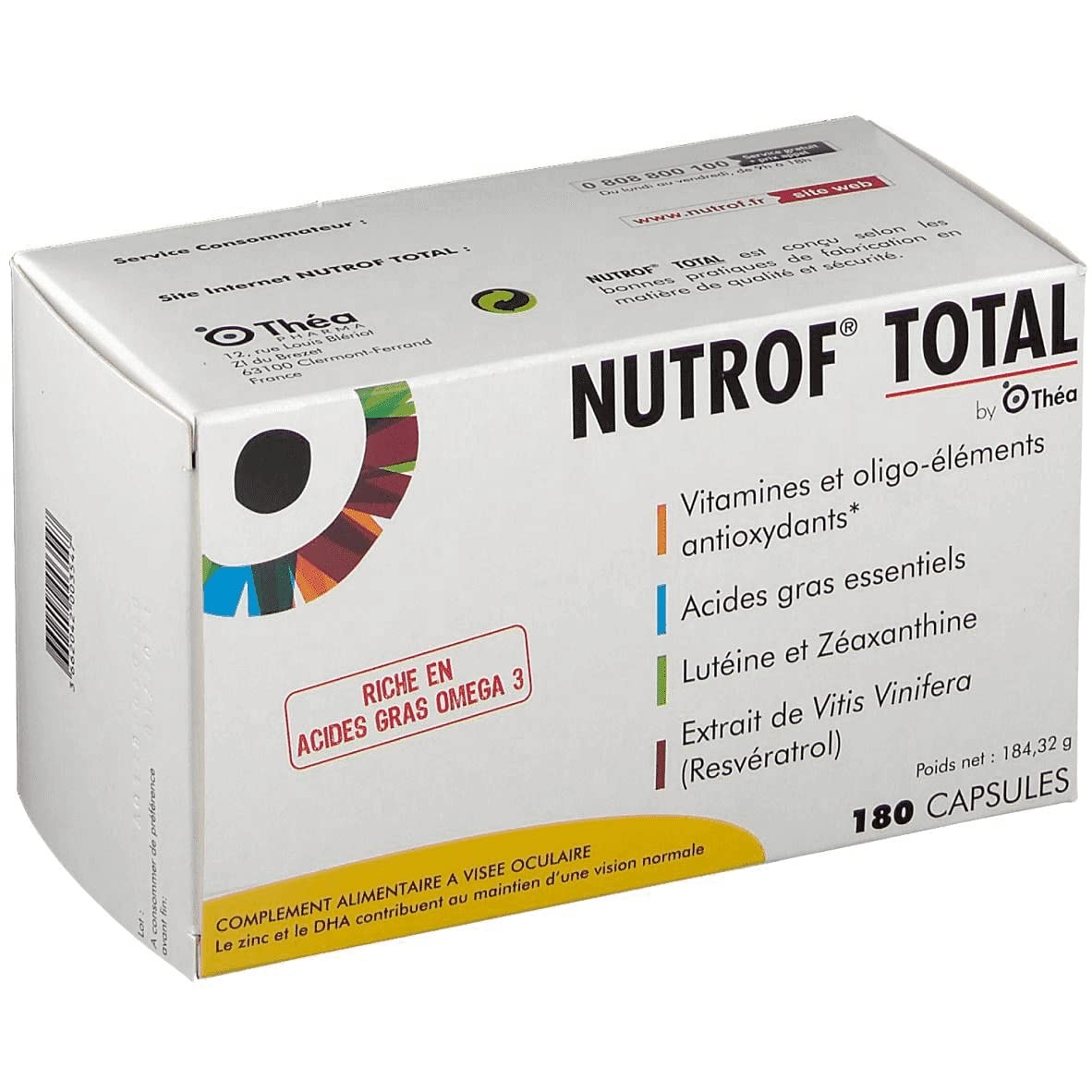 Théa Nutrof Total 180 capsules formule enrichie en oméga 3 et lutéine