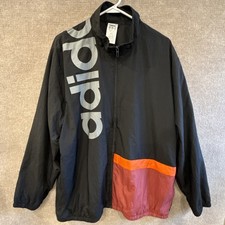 Adidas Big Letters Spell Out Polyester Black Track Jacket Mens 2XL Windbreaker