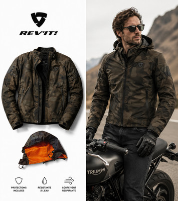 Motorradjacke REV'IT! Engineered Skin Textil Khaki Größe L inklusive Protektoren