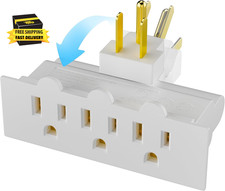 3-Outlet Rotating Plug Wall Outlet Extender, 180 Degree Swivel Power Splitter, M