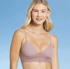 Shade Shore Crochet Padded Longline Bikini Top size 32B - Purple - NEW