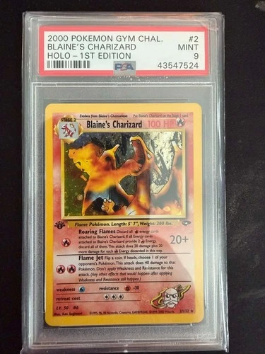 Pokemon PSA 9 1st Edition Gym Challenge Blaine's Charizard Holo