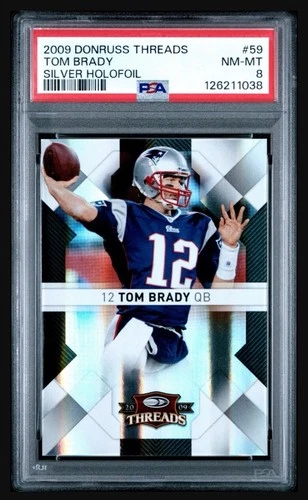 2009 donruss threads #59 tom brady; silver /250 holofoil PSA 8  **POP 2, 2^