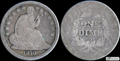 1840 O, Micro O Variety, Seated Liberty Dime, Good- Condition, Free Ship, C6833