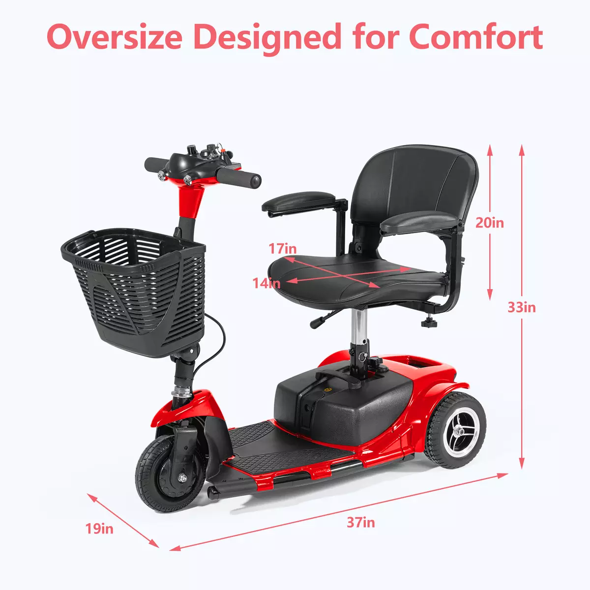 3 Wheel Folding Mobility Scooter Power Wheel Chairs Electric Long Range Seniors