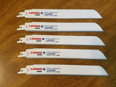 5 LENOX GOLD 9110G STRAGHT TITANIUM EDGE BI METAL RECIPROCATING SAW BLADES