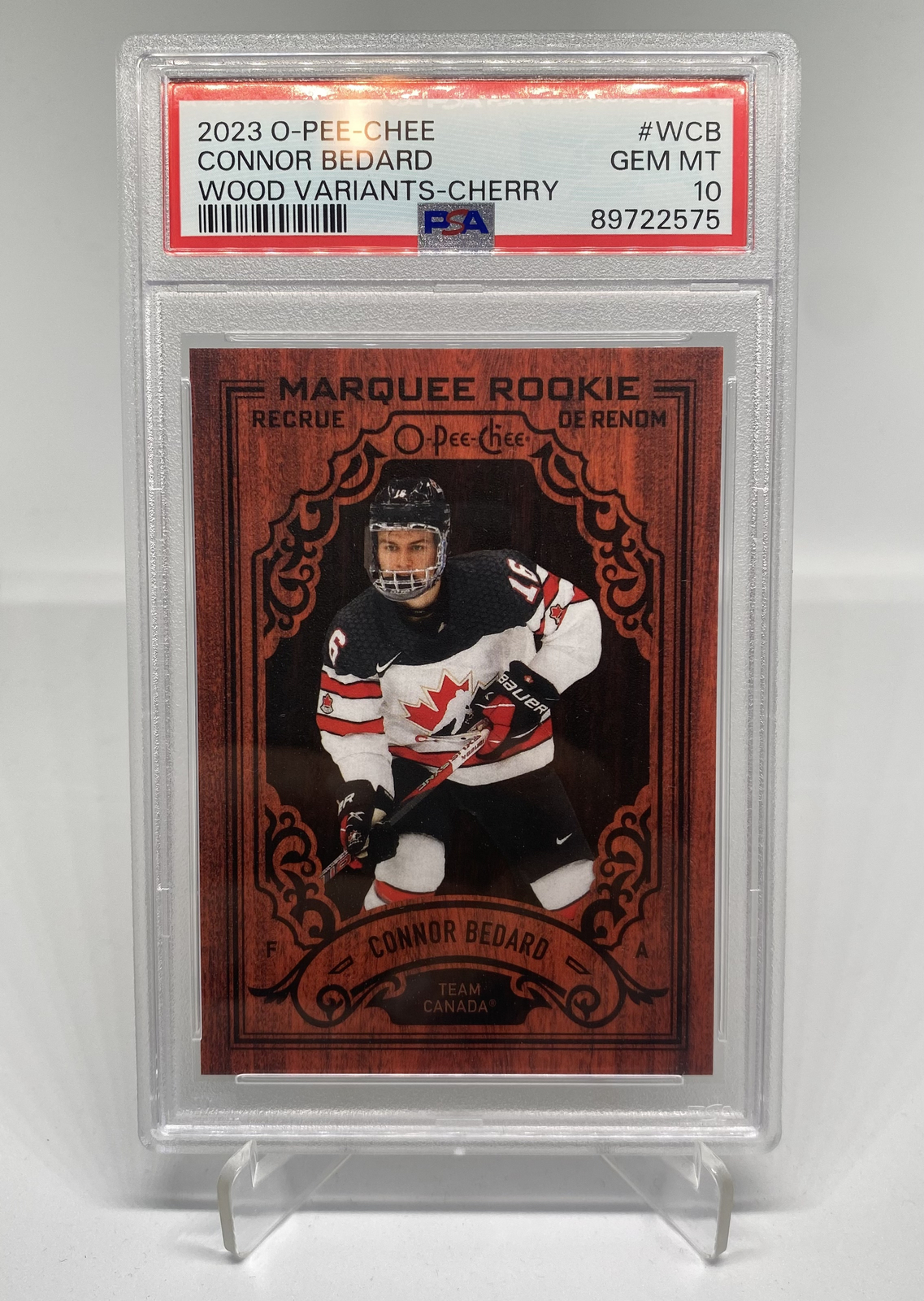SUPER RARE EASTER EGG / Connor Bedard PSA 10 2023 OPC Marquee Rookie Cherry Wood