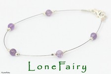 Solid 925 Sterling Silver Gemstone Round Bead Bracelet Lapis Amethyst Turquoise