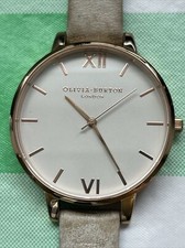 Olivia Burton White Dial Rose Gold Case Cream Tan Leather Band Women's Watch