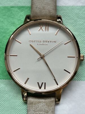 Olivia Burton White Dial Rose Gold Case Cream Tan Leather Band