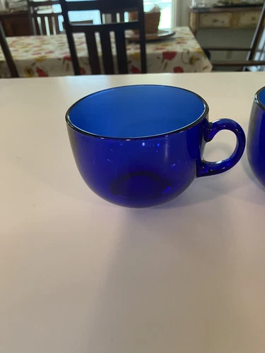 Vintage Arcoroc France Cobalt Blue Glass Coffee Mug Cup Latte Rare (3 Available)