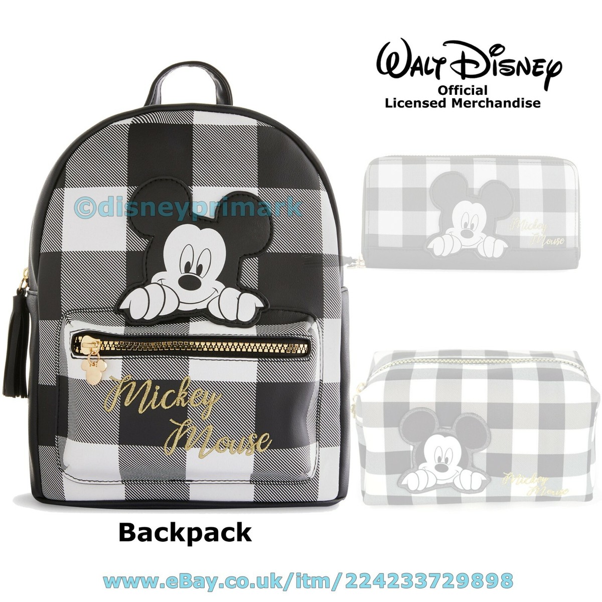 Official Disney MICKEY Tartan BACKPACK, PURSE, or COSMETIC 