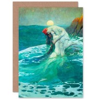 Birthday Painting Seascape Mermaid Painting Blank Greeting Card With Envelope