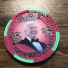 $5  resorts international merv griffin 5 atlantic city casino chip 