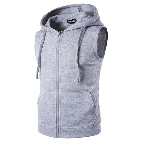 Men's Sleeveless Hoodie Casual Zipper Hooded Sweatshirt Gym Workout Tank Tops UK - Picture 19 of 52
