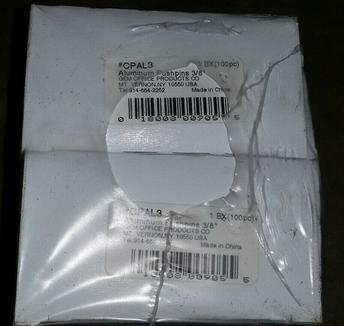 1000 GEM CPAL3 Aluminum Head Push Pins, Aluminum, Silver, 3/8" (10 Boxes of 100) - Picture 3 of 3