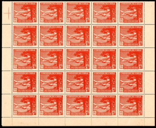 Chile 1944 SOFICH 329 hoja 50 sellos avión y Araucaria Aerolínea Nacional LAN - Imagen 2 de 4