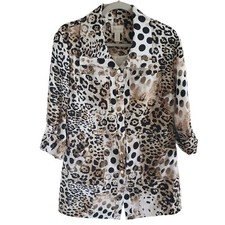 Chico's Woman Size S chico's 0 Mid length Animal Print Jacket LightWeight