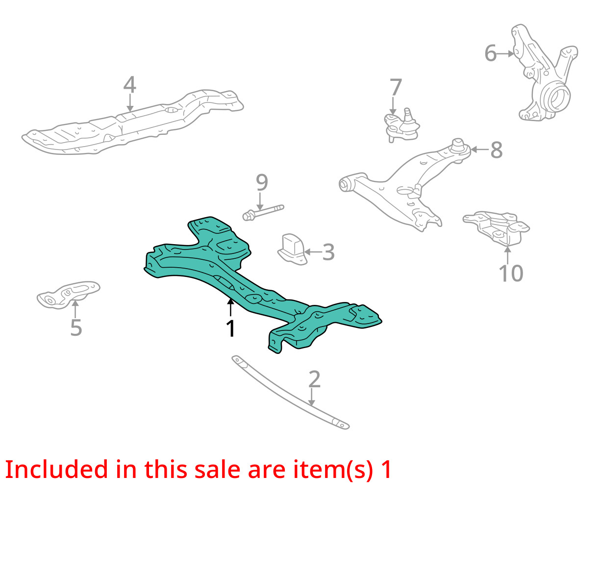 1995-2002 Toyota Corolla 95-02 E110 front suspension crossmember subframe cradle