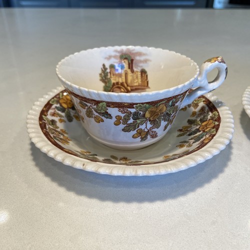 Vintage Copeland Spode England Castle Acorns Scalloped Tea Cup & Saucer Pair - Picture 2 of 19